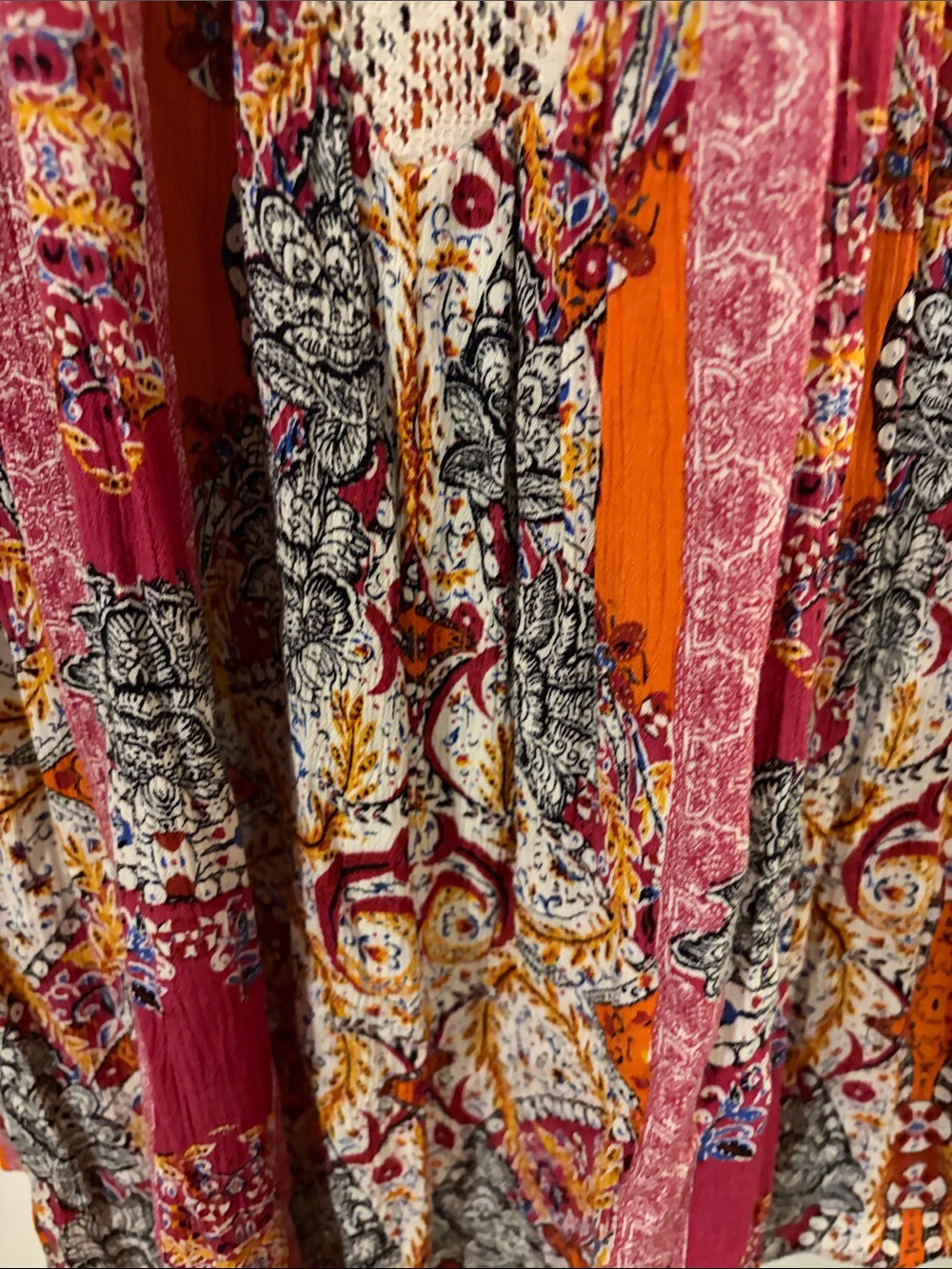 Free People Cream Lace & Pink Orange Patchwork Mini Dress - Picture 5 of 9